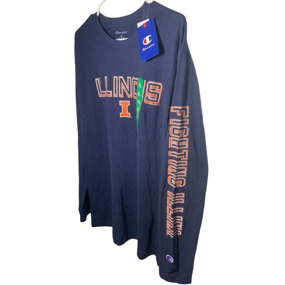 Illinois Fighting Illini Champion Long Sleeve Shirt Men’s XL Navy Blue Tee Shirt - Picture 6 of 6